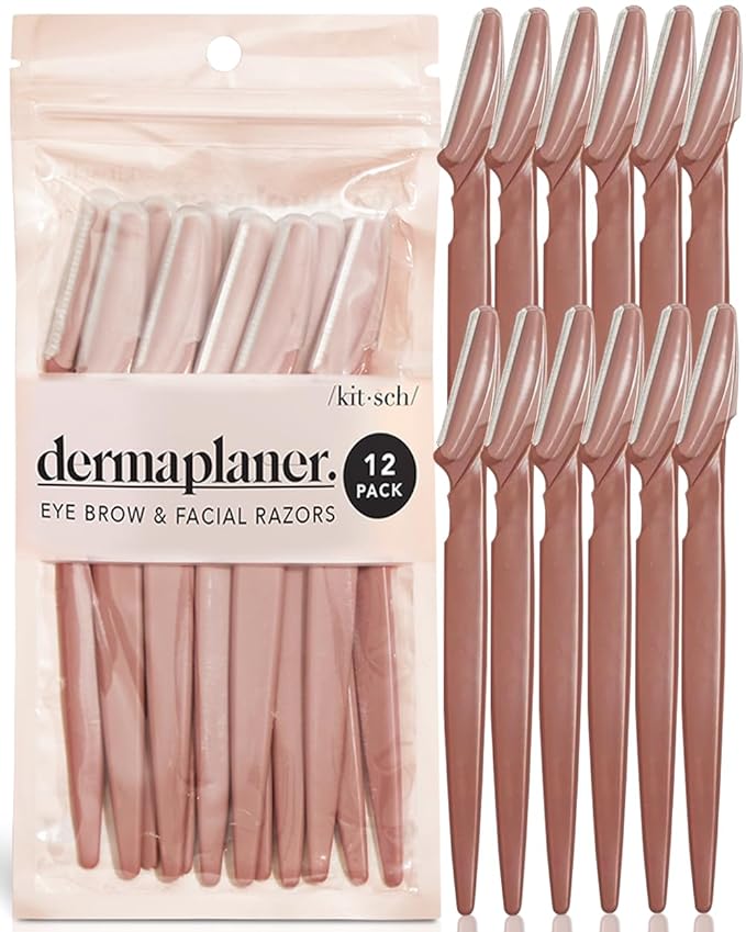 Kitsch Dermaplaning Tool - Face Razors for Women and Men, Eyebrow Trimmer and Face Shaver, Facial Hair Removal, Facial Razors for Women and Men, Dermaplane Razor - 12pc, Terracotta