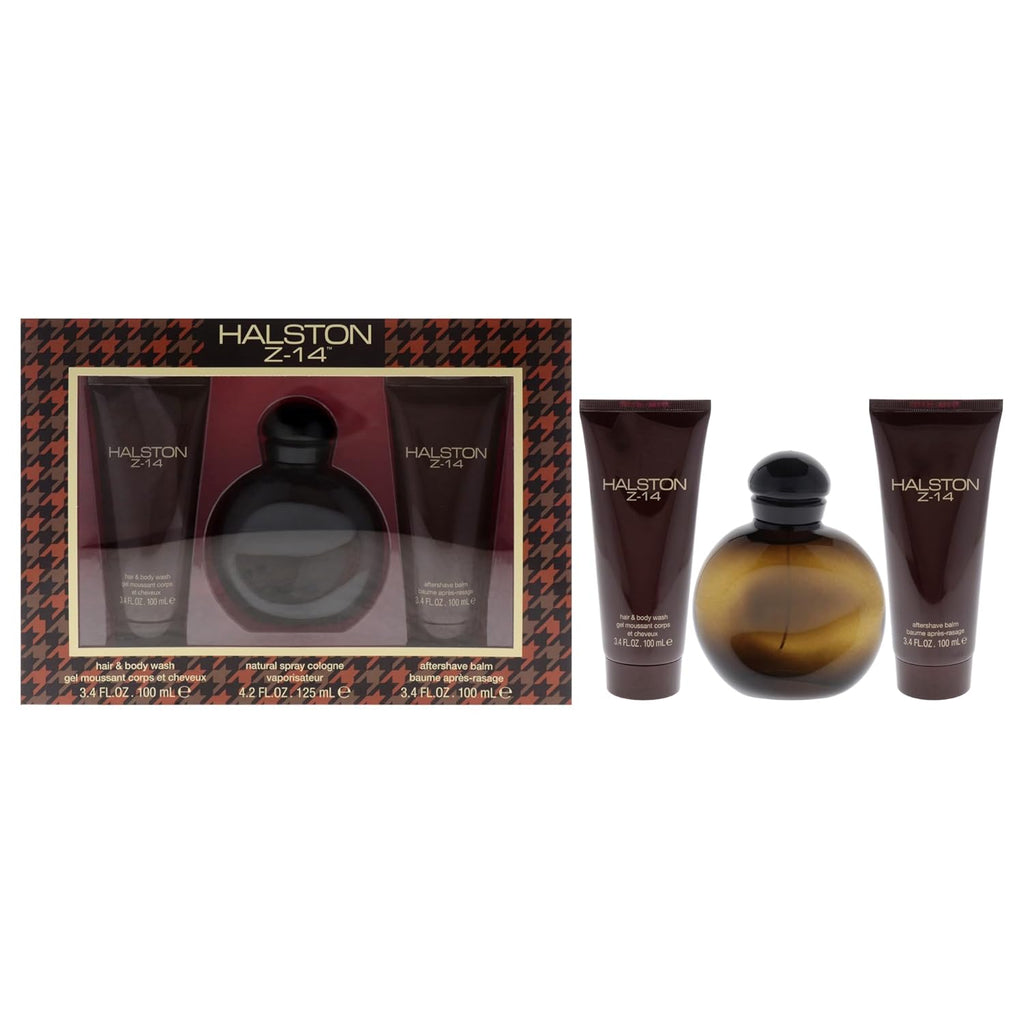 Halston Z-14 for Men - 2 Pc Gift Set 4.2oz EDC Spray, 3.4oz After Shave Balm, 3.4oz Hair and Body Wash