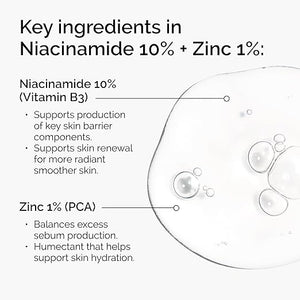 The Ordinary Niacinamide 10% + Zinc 1%, Smoothing Serum for Blemish-Prone Skin